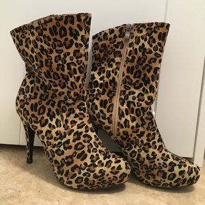 Faux leopard boots